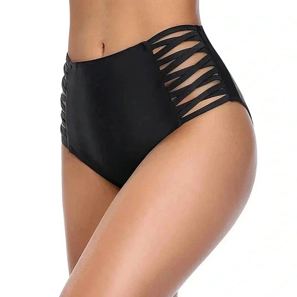Xhilaration High Waisted Womens Swimwear bikini strappy Brief Bottoms Medium - Picture 2 of 9